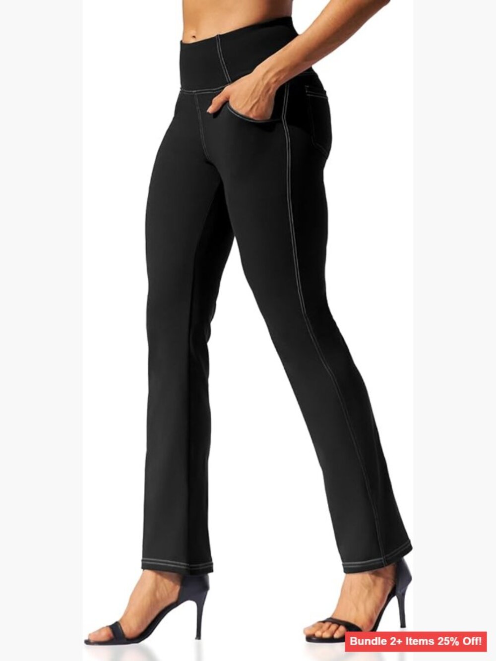 High Waisted Straight Leg Yoga Pants with Pockets Tummy Control